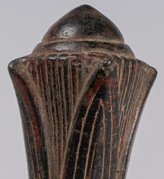 Mounted Antique Khmer Style Bronze Lotus Bud - 22cm/9"