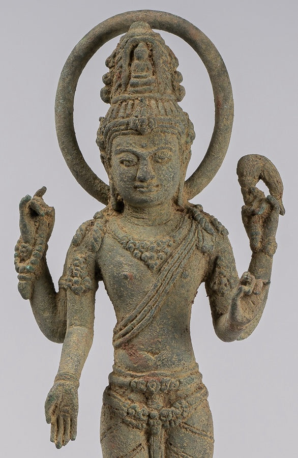Lokeshvara - Antique Indonesian Style Majapahit Standing Bronze Lokeshvara Statue - 39cm/16"