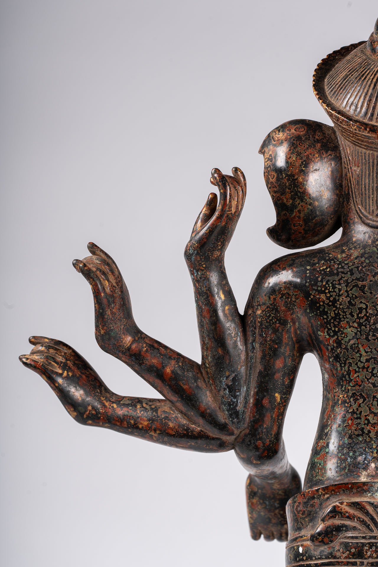 Ganesha Statue - Antique Khmer Style Mounted Standing Bronze Angkor Wat Ganesha Statue - 87cm/35"