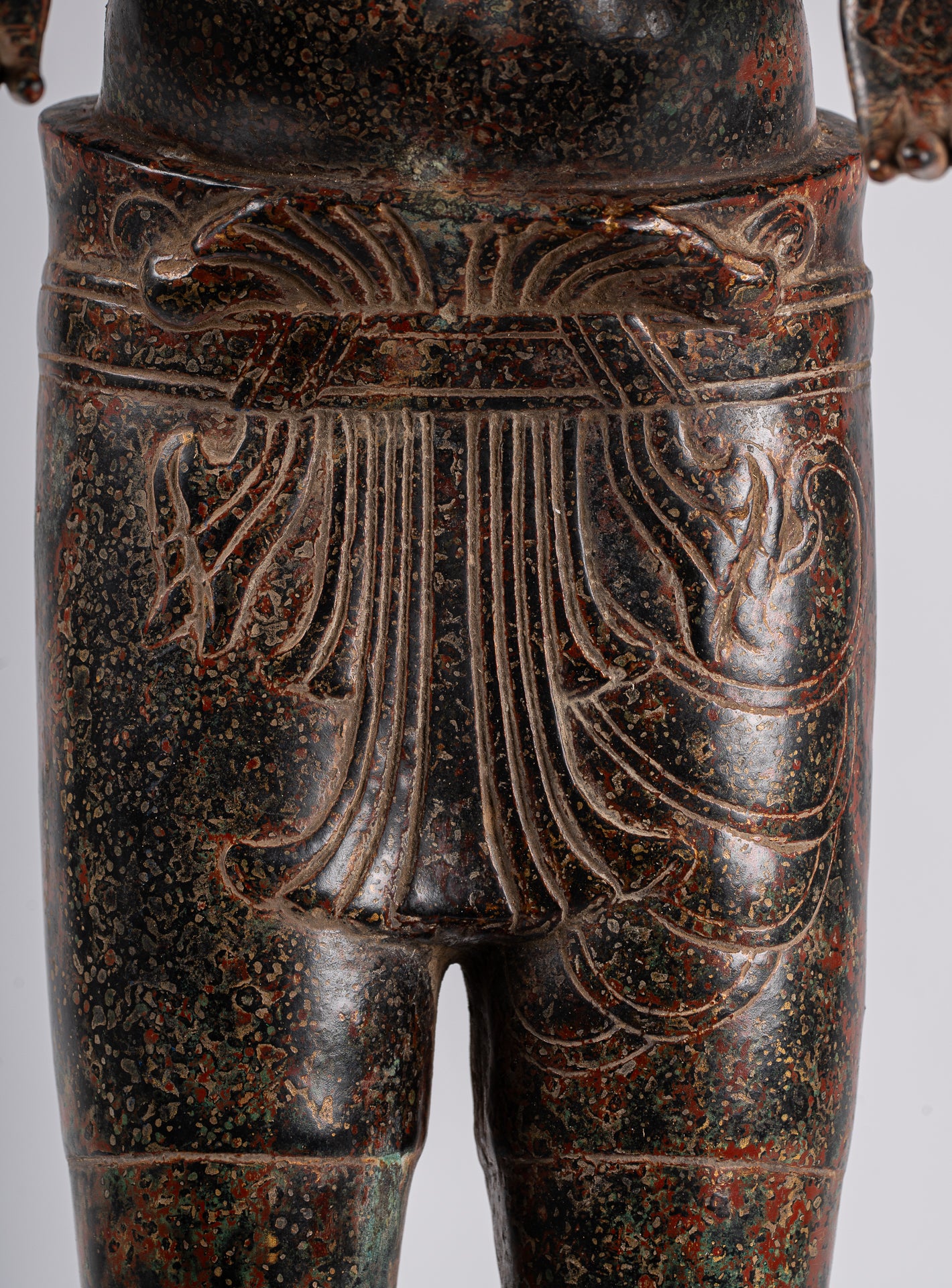 Ganesha Statue - Antique Khmer Style Mounted Standing Bronze Angkor Wat Ganesha Statue - 87cm/35"