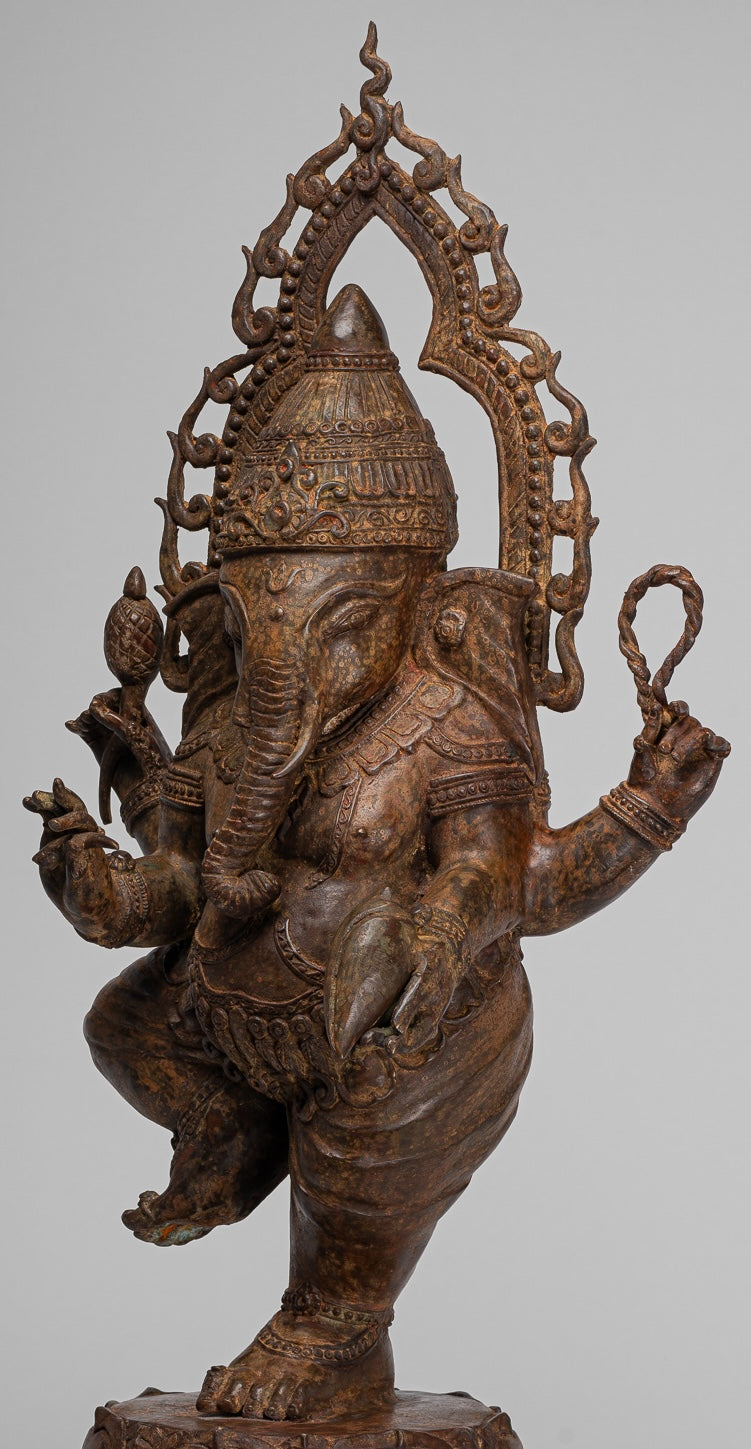 Large Ganesha Statue - Antique Thai Style Bronze Dancing Ganesh Statue - 85cm/34"