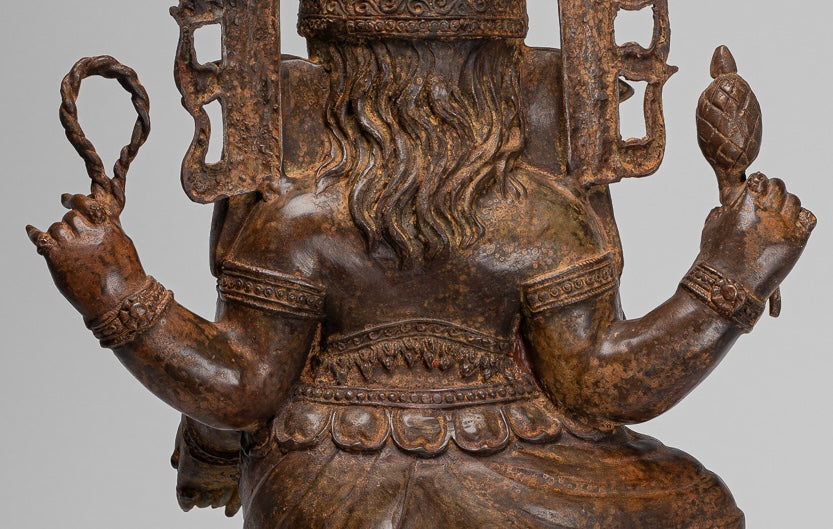 Large Ganesha Statue - Antique Thai Style Bronze Dancing Ganesh Statue - 85cm/34"