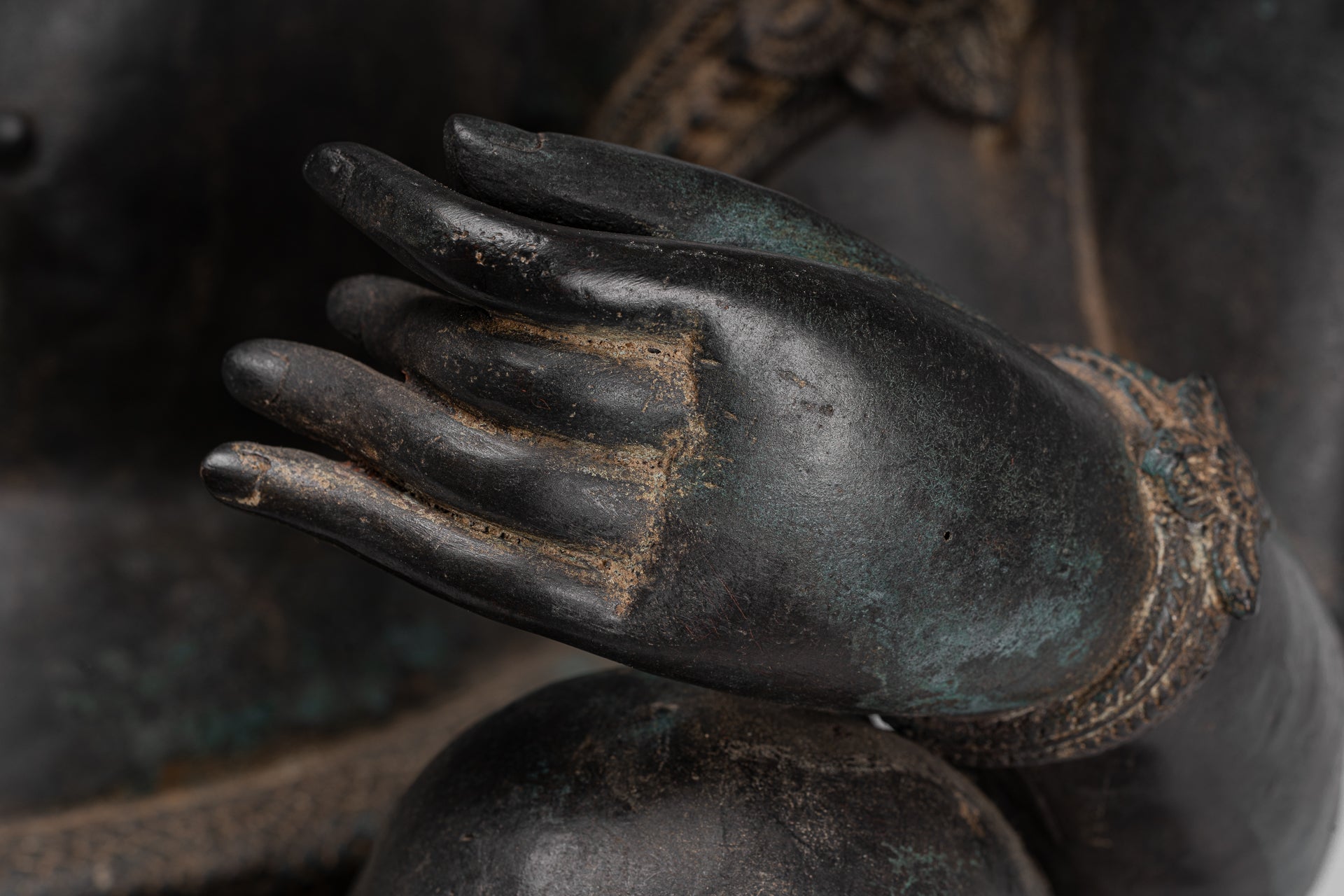 Ganesha Statue - Antique Thai Style Bronze Seated 4-Arm Ganesha Statue - 85cm/34"