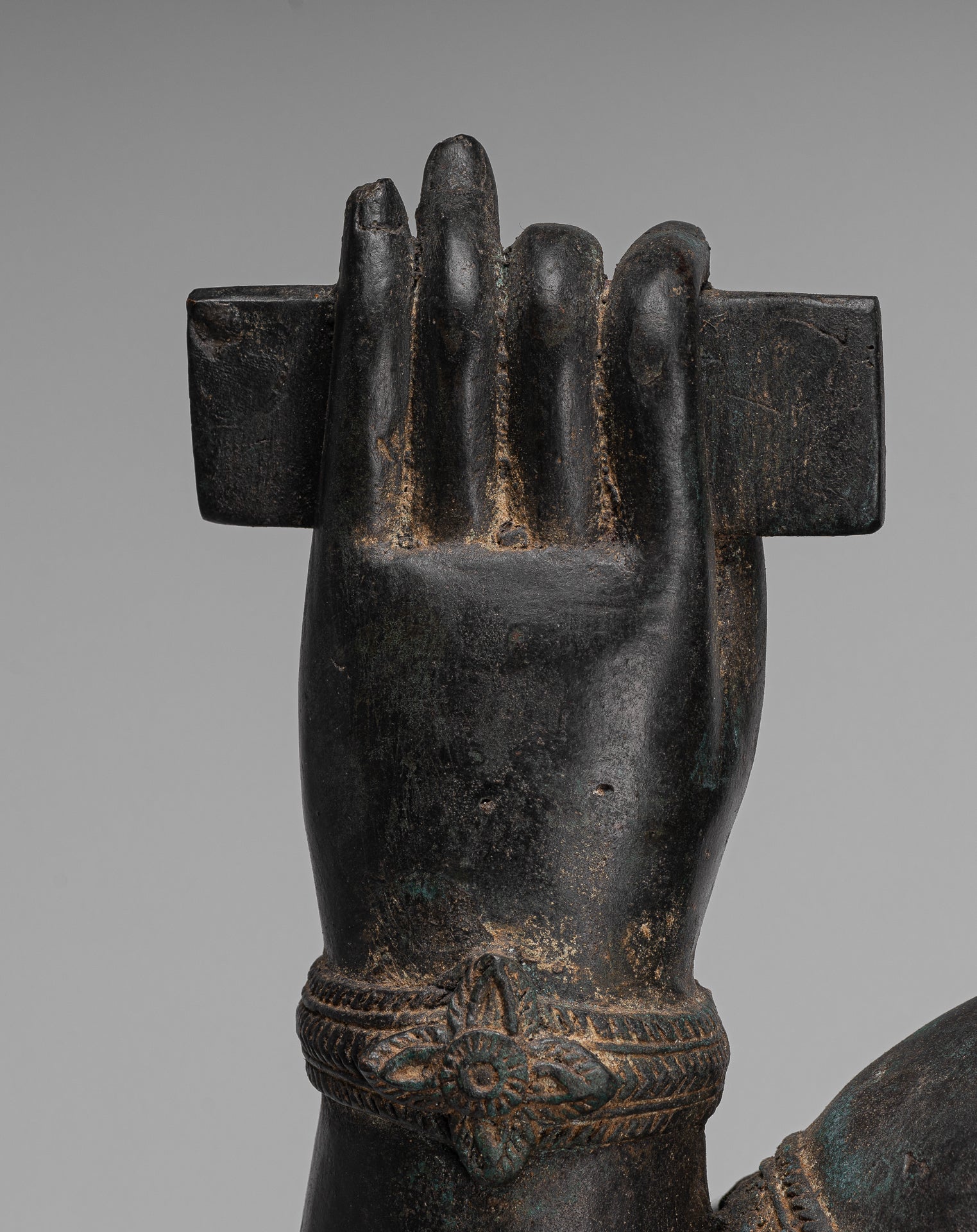 Ganesha Statue - Antique Thai Style Bronze Seated 4-Arm Ganesha Statue - 85cm/34"