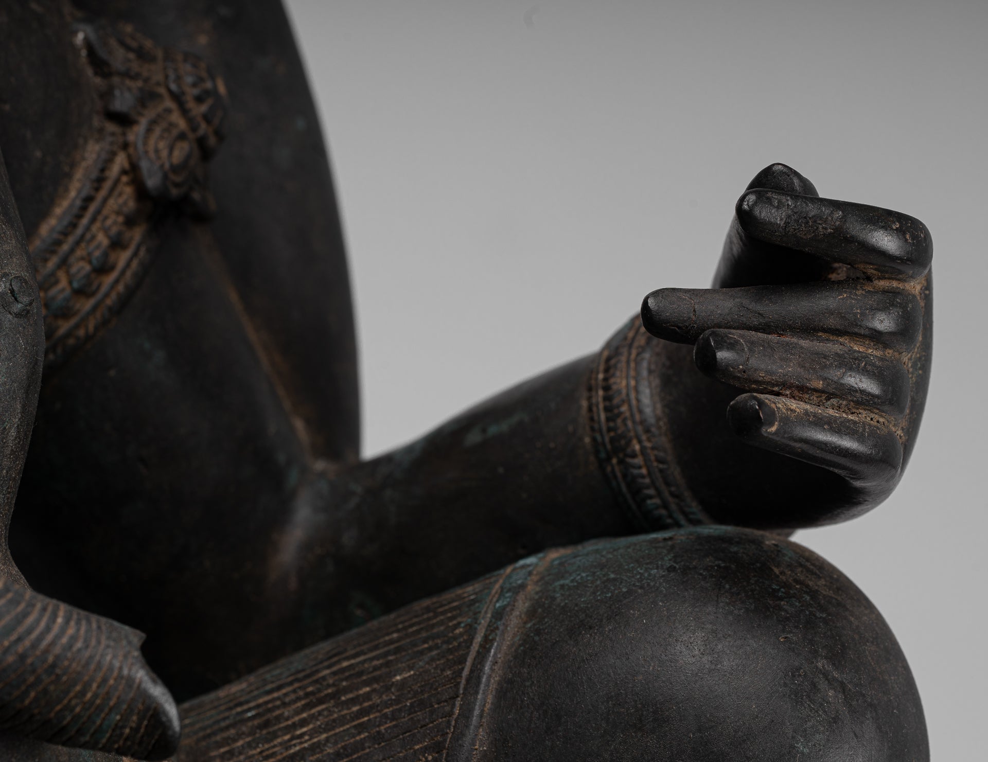 Ganesha Statue - Antique Thai Style Bronze Seated 4-Arm Ganesha Statue - 85cm/34"