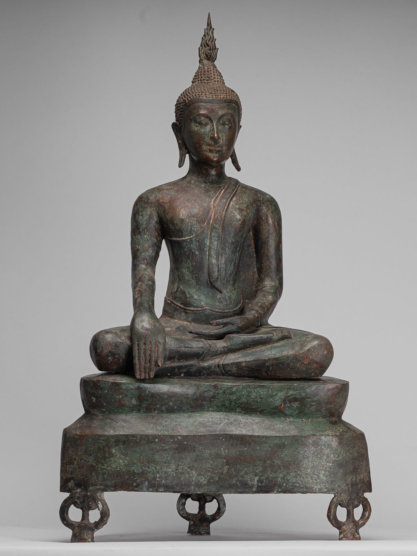 Buddha Statue - Antique U Thong Style Bronze Enlightenment Buddha Statue - 88cm/35"