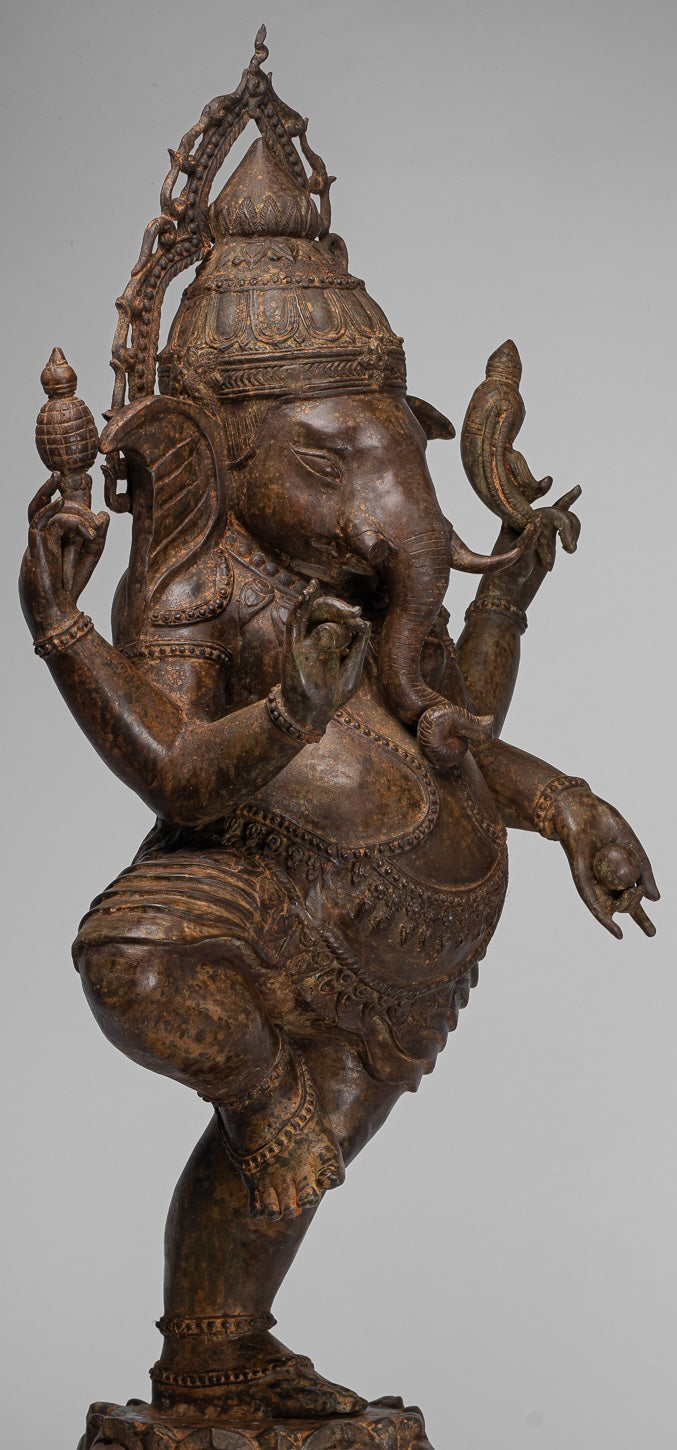 Large Ganesha Statue - Antique Thai Style Bronze Dancing Ganesh Statue - 105cm/42"