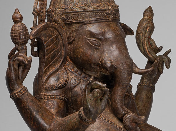 Large Ganesha Statue - Antique Thai Style Bronze Dancing Ganesh Statue - 105cm/42"