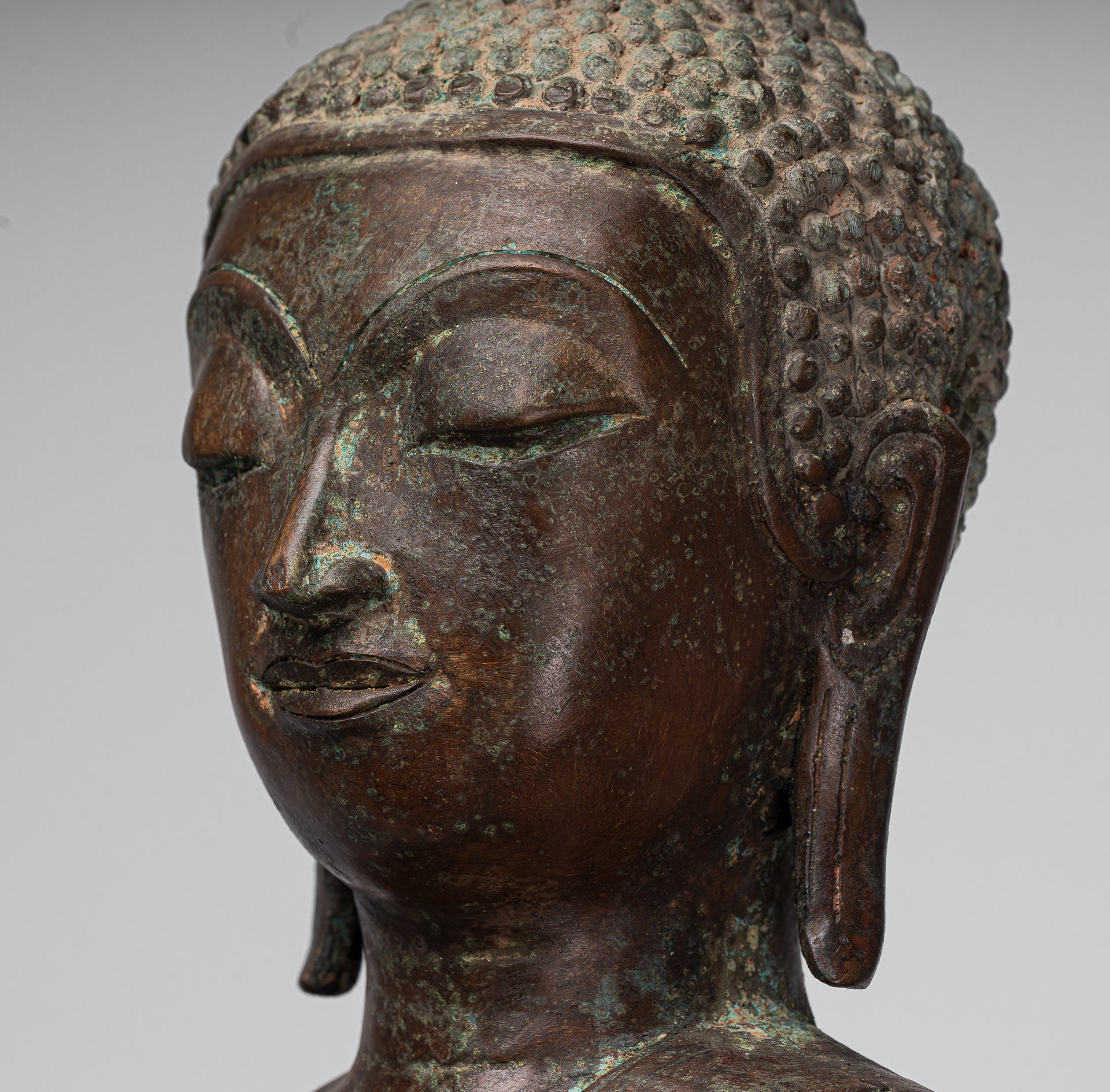 Large Buddha Statue - Antique Thai Style Chiang Rung Seated Enlightenment Buddha Statue - 101cm/40"