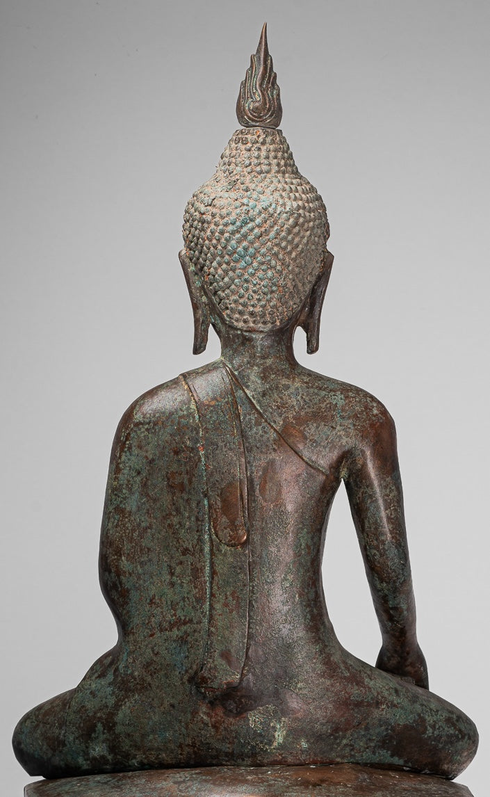 Large Buddha Statue - Antique Thai Style Chiang Rung Seated Enlightenment Buddha Statue - 101cm/40"