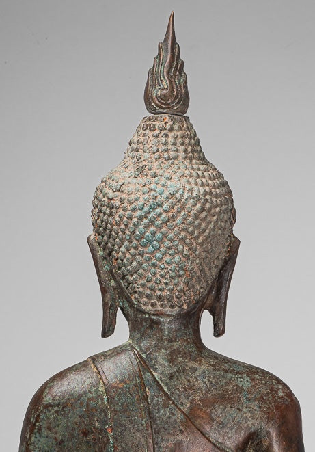 Large Buddha Statue - Antique Thai Style Chiang Rung Seated Enlightenment Buddha Statue - 101cm/40"