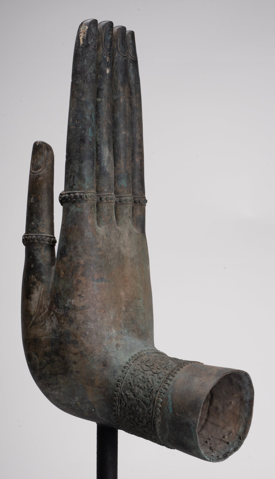 Large Hand - Mounted Antique Thai Style Southeast Asia Bronze Thai Protection Hand - 77cm/31"