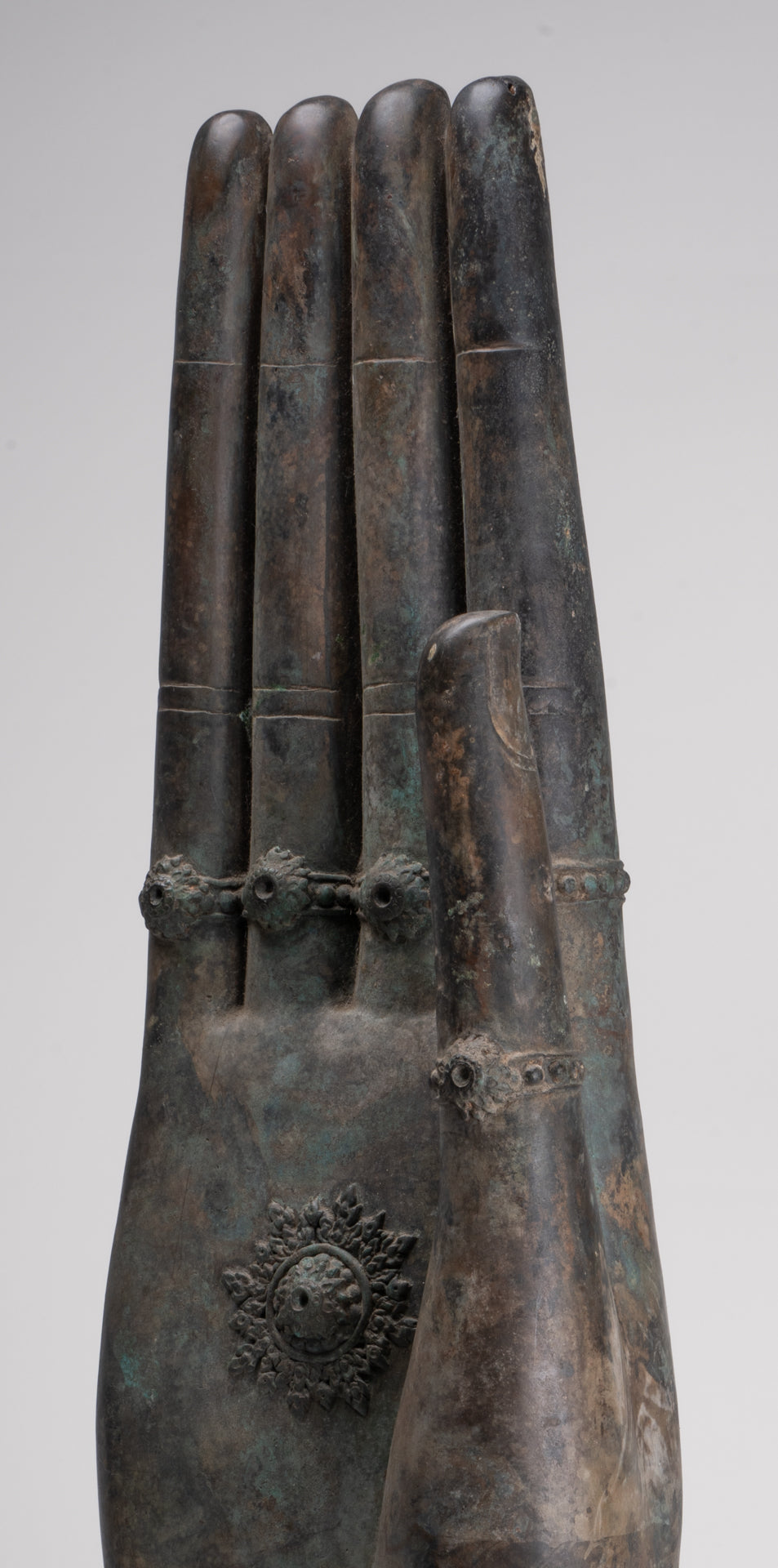 Large Hand - Mounted Antique Thai Style Southeast Asia Bronze Thai Protection Hand - 77cm/31"