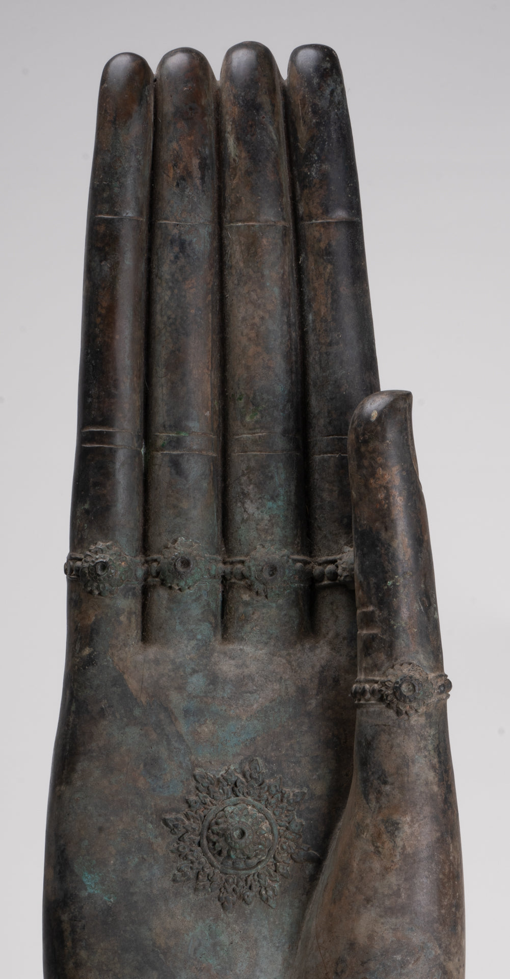 Large Hand - Mounted Antique Thai Style Southeast Asia Bronze Thai Protection Hand - 77cm/31"