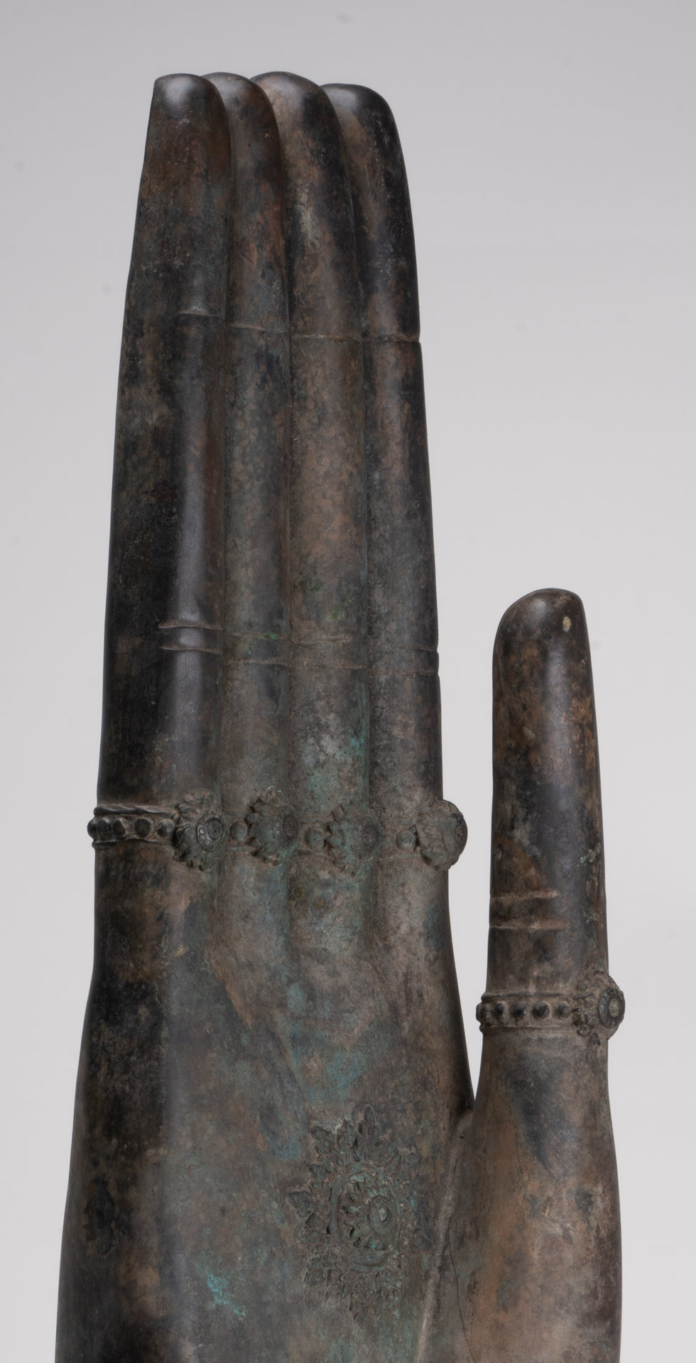Large Hand - Mounted Antique Thai Style Southeast Asia Bronze Thai Protection Hand - 77cm/31"