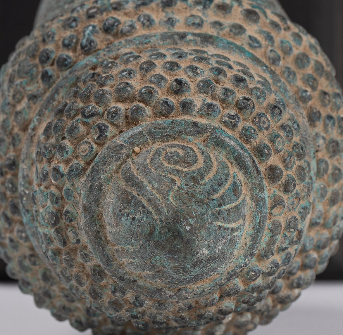 Buddha Statue - Antique Khmer Style Mounted Bronze Phnom Da Buddha Head Statue - 18cm/7"