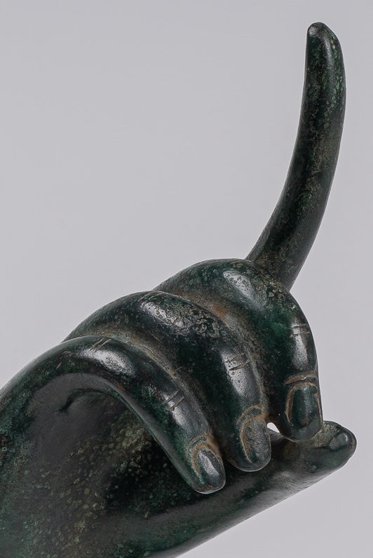 Mounted Antique Khmer Style Bronze Apsara Suchi Mudra Hand - 30cm/12"