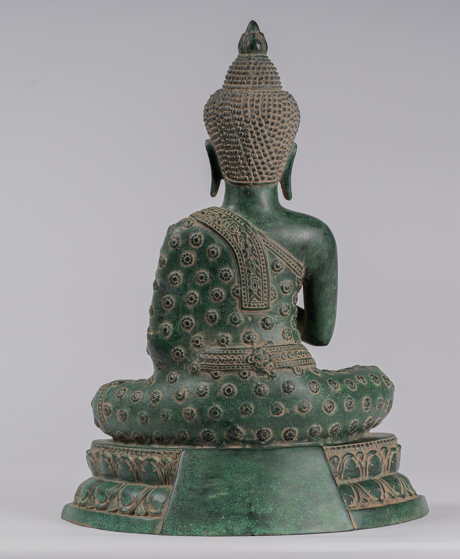 Buddha Statue - Antique Khmer Style Bronze Seated Teaching Buddha Statue - 45cm/18"