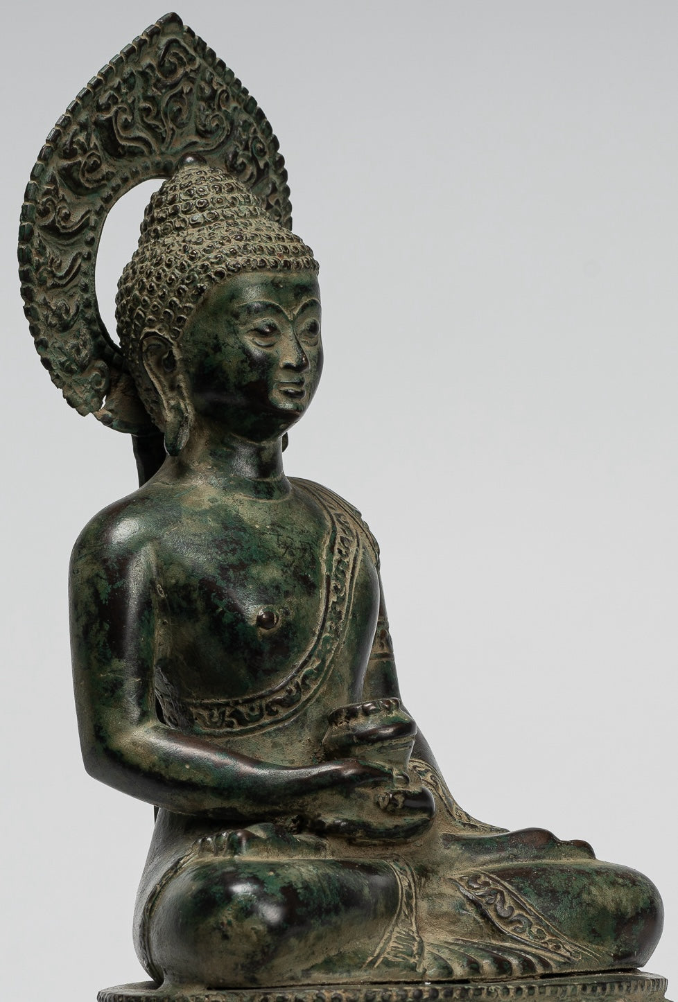 Buddha Statue - Antique Indonesian Style Bronze Javanese Amitabha Buddha Statue - 30cm/12"