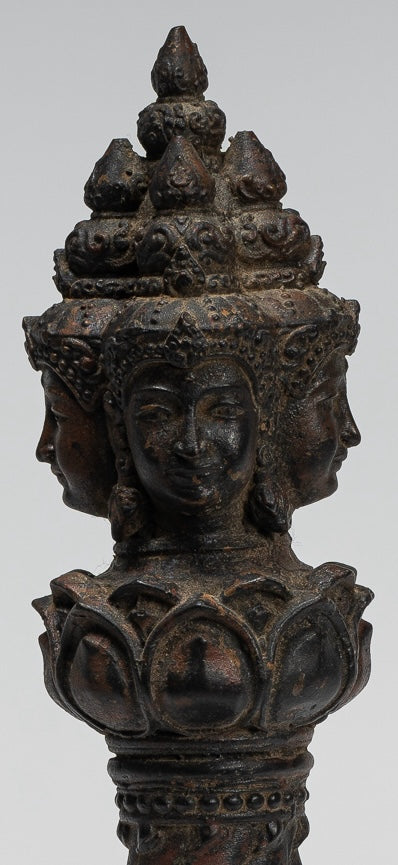 Vajrapāṇi Statue - Antique Khmer Style Vajra or Thunderbolt Vajrapāṇi Statue - 28cm/11"