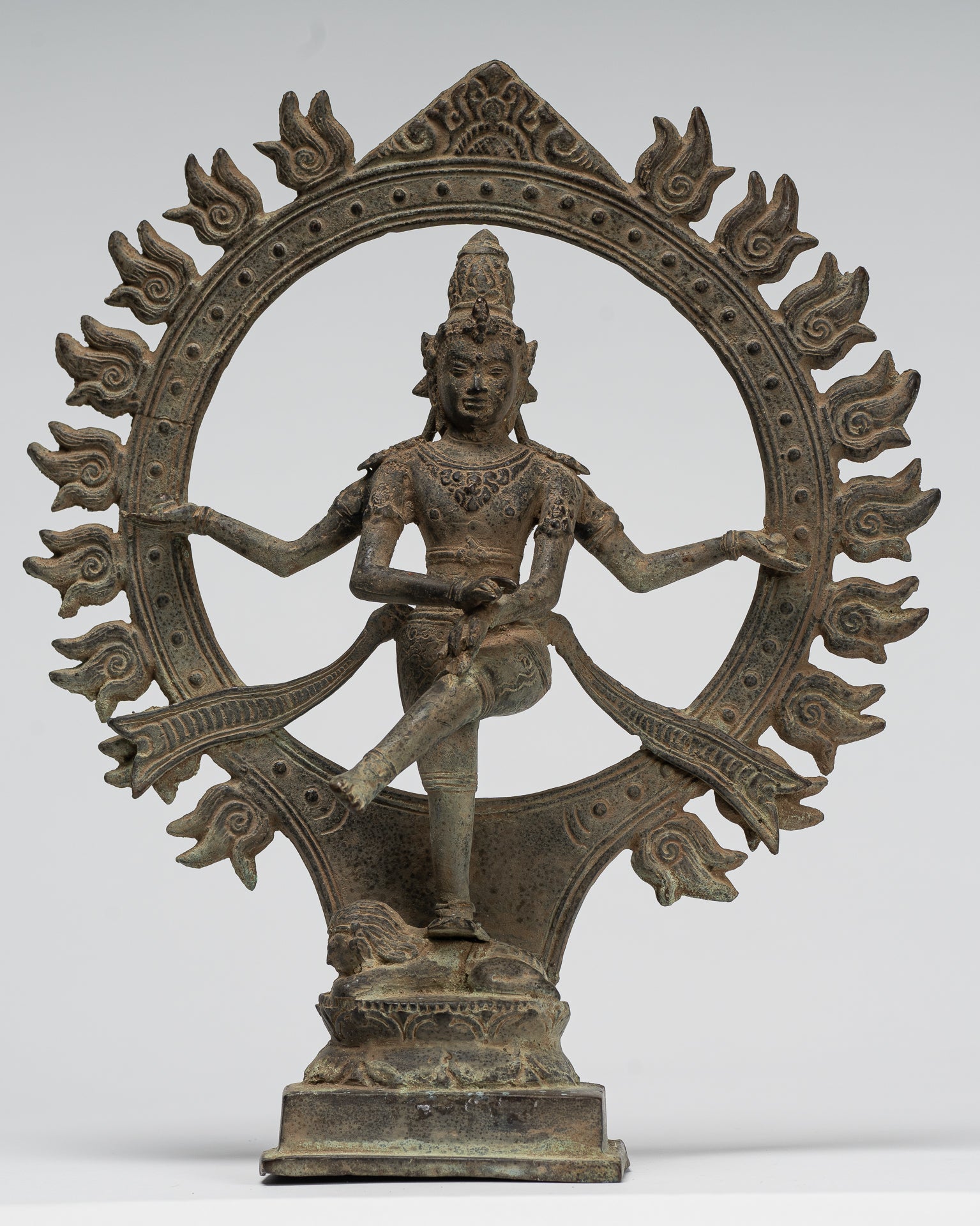 Shiva Statue - Antique Javanese Style Bronze Dancing Shiva statue as Lord Nataraja - 29cm(12") Tall