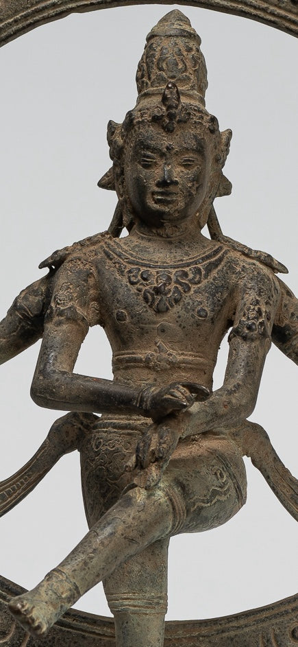 Shiva Statue - Antique Javanese Style Bronze Dancing Shiva statue as Lord Nataraja - 29cm(12") Tall