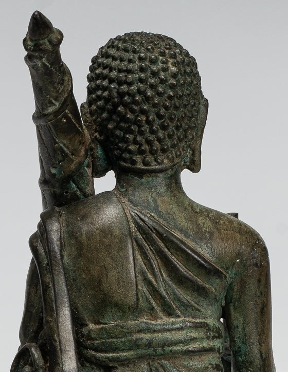 Monk - Antique Thai Style Bronze Dvaravati Devotee / Disciple of Buddha Statue - 29cm/12"