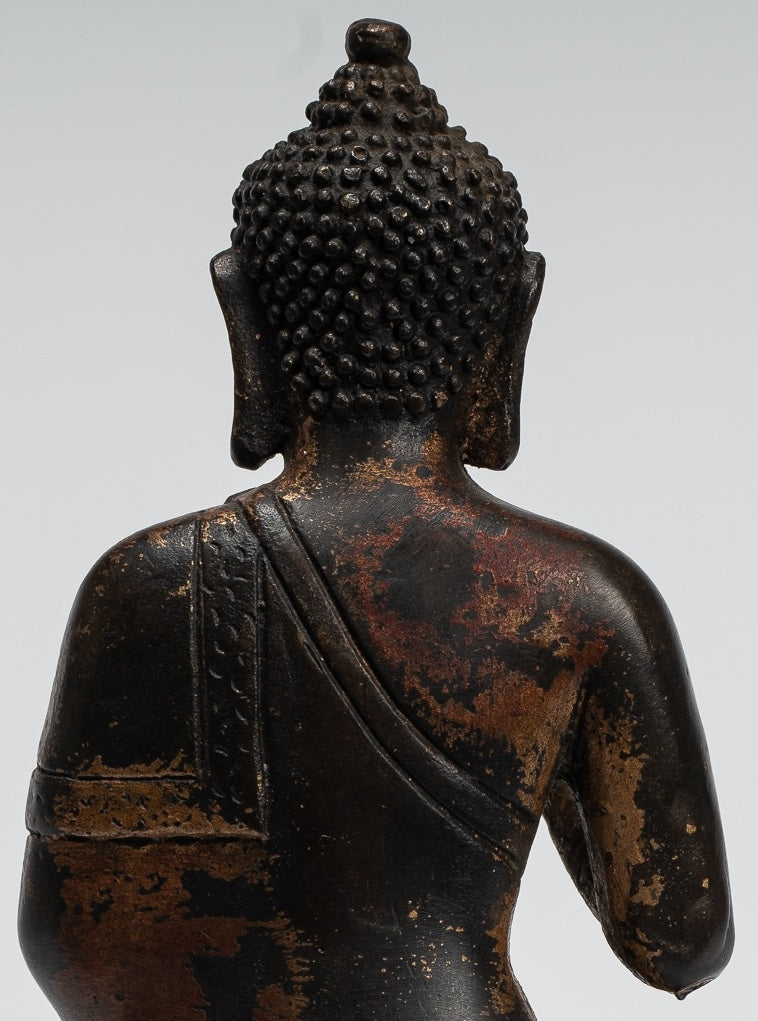 Buddha Statue - Antique Chinese Style Gold Seated Teaching Buddha Statue - 20cm/8"