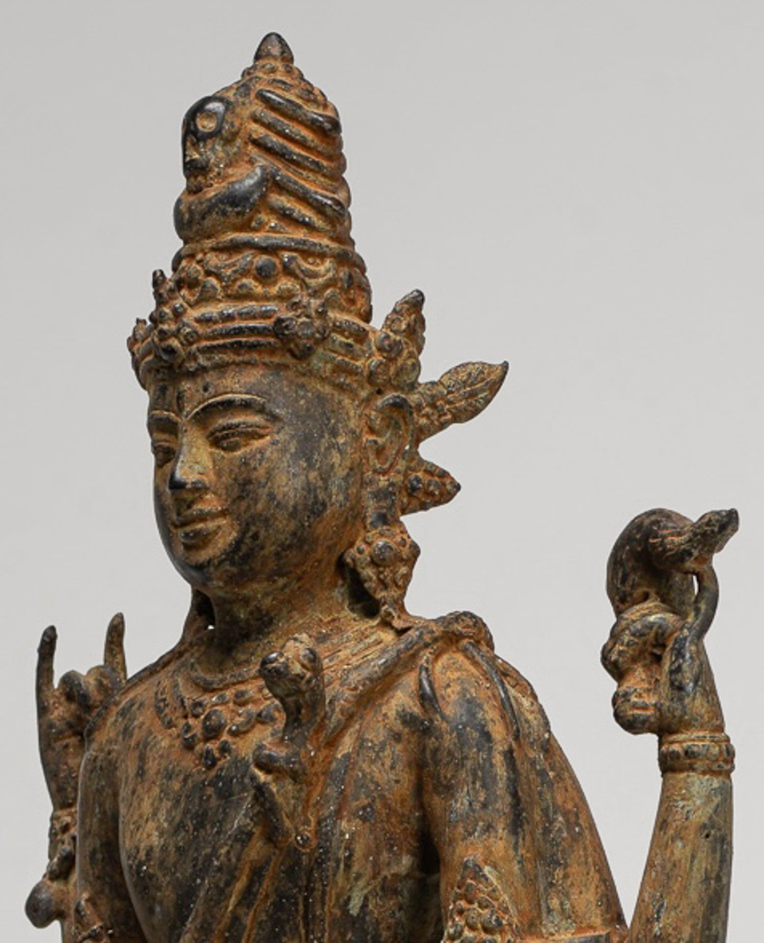 Shiva Statue - Antique Indonesian Style Bronze Javanese Standing 4-Arm Shiva Statue - 52cm/21"