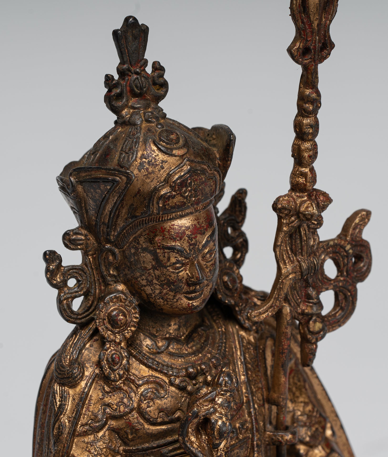 Padmasambhava Statue - Antique Tibetan Style Bronze Seated Padmasambhava Second Buddha Statue - 21cm/8"