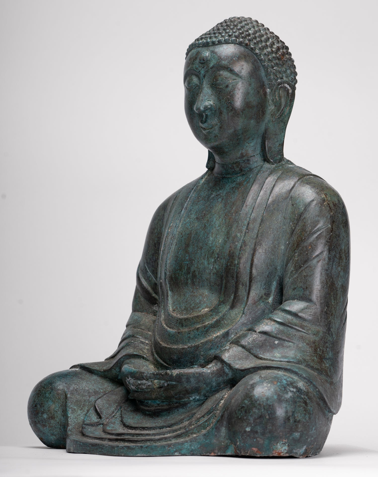 Japanese Buddha - Antique Japanese Style Bronze Seated Meditation Amitabha Buddha Statue - 38cm/15"