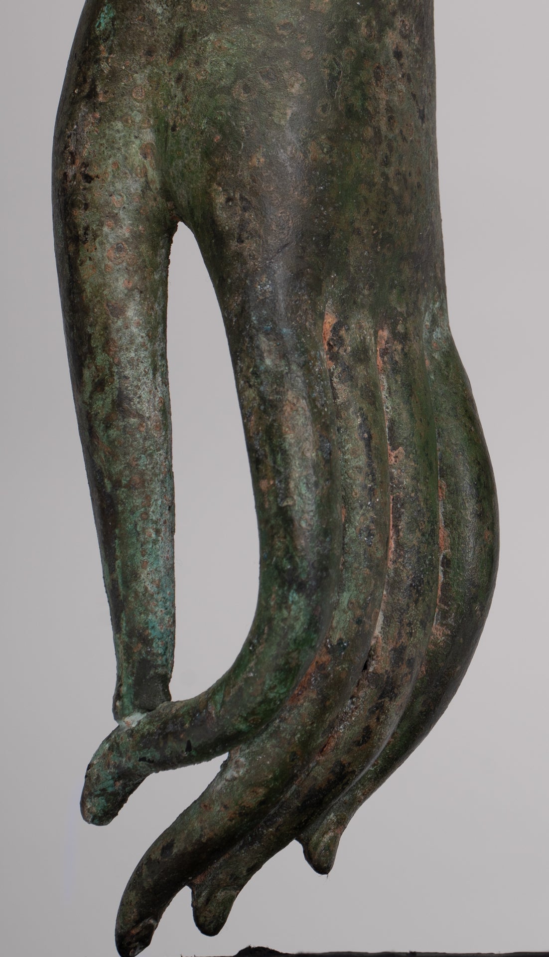 Mounted Antique Thai Style Southeast Asia Bronze Thai Teaching Hand - 30cm/12"