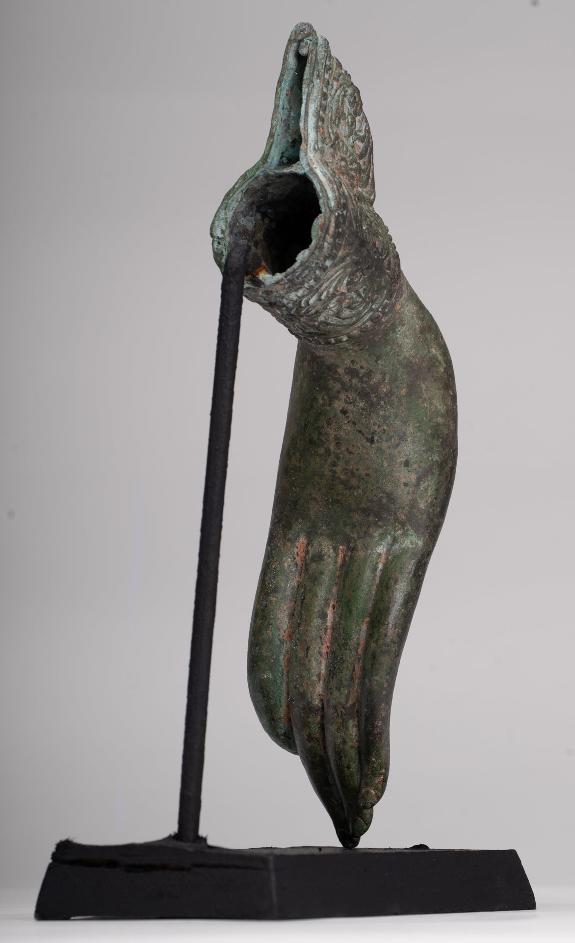 Mounted Antique Thai Style Southeast Asia Bronze Thai Teaching Hand - 30cm/12"