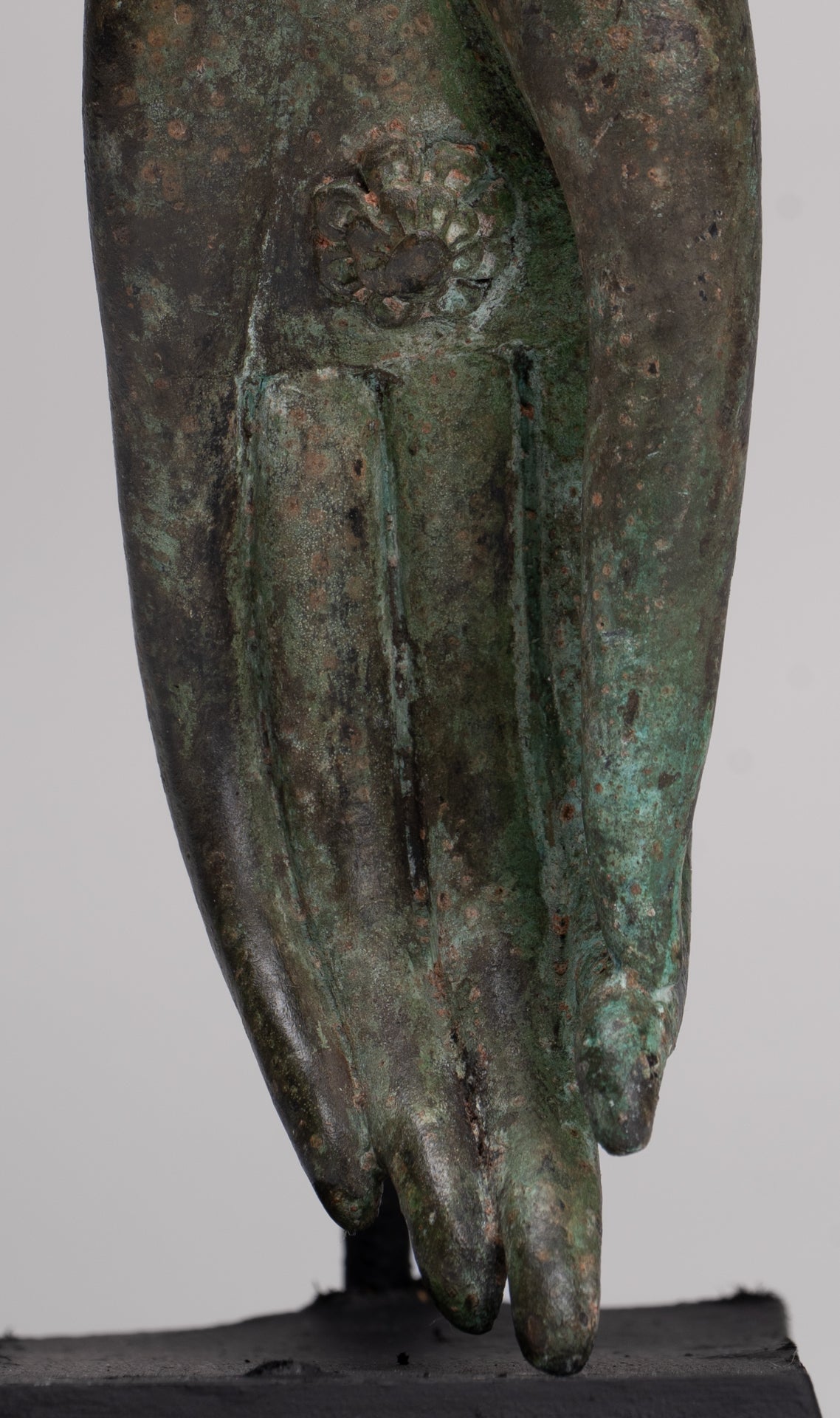 Mounted Antique Thai Style Southeast Asia Bronze Thai Teaching Hand - 30cm/12"