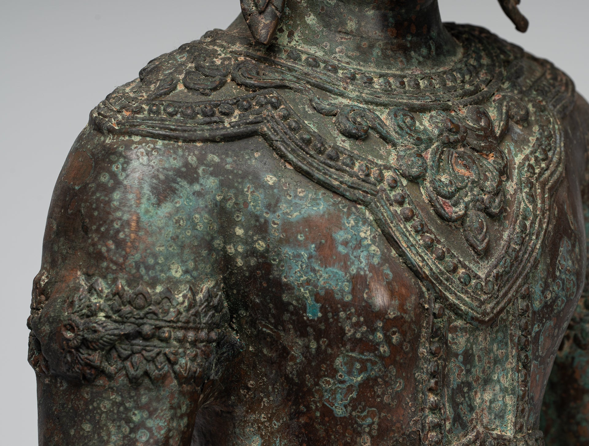 Antique Thai Style Seated Bronze Royal Ayutthaya Meditation Buddha Statue - 90cm/36"