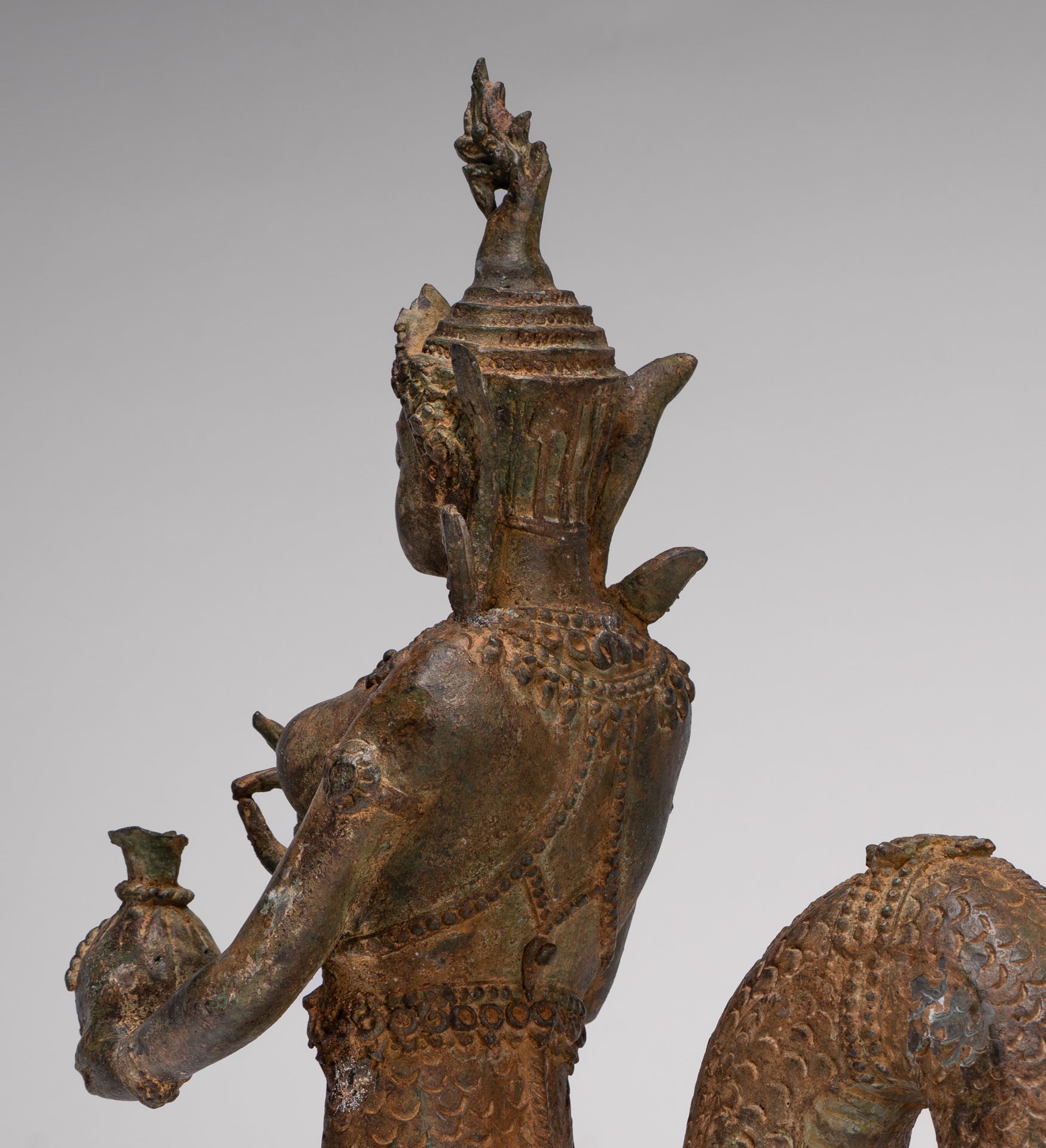 Naga Statue - Antique Thai Style Bronze Female Deity with Naga Tail Statue - 41cm/16"