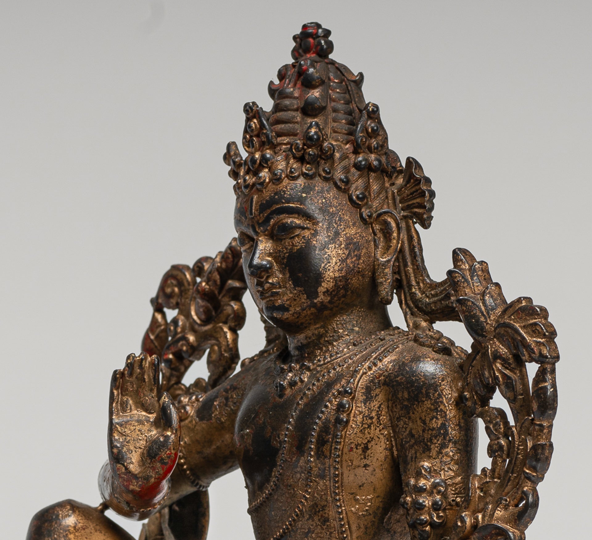 Bodhisattva Statue - Masterpiece Antique Tibetan Style Avalokiteshvara Bodhisattva Statue - 25cm/10"