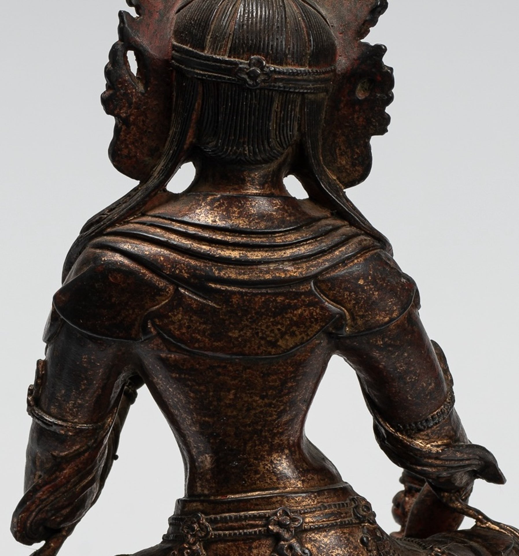 Estatua de Buda - Estilo chino antiguo Enseñanza de bronce sentado Buda - 28 cm/11 "