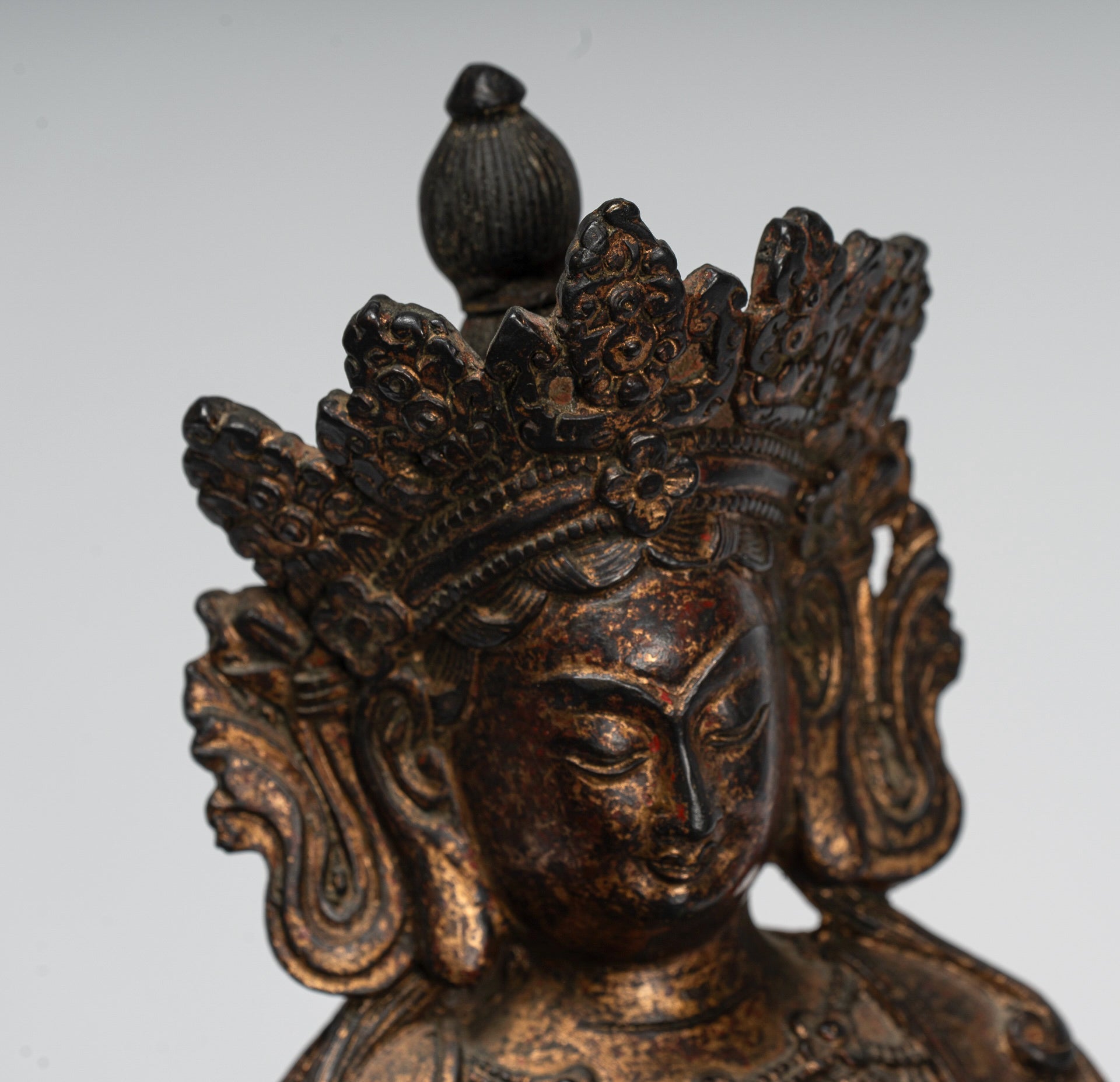 Estatua de Buda - Estilo chino antiguo Enseñanza de bronce sentado Buda - 28 cm/11 "