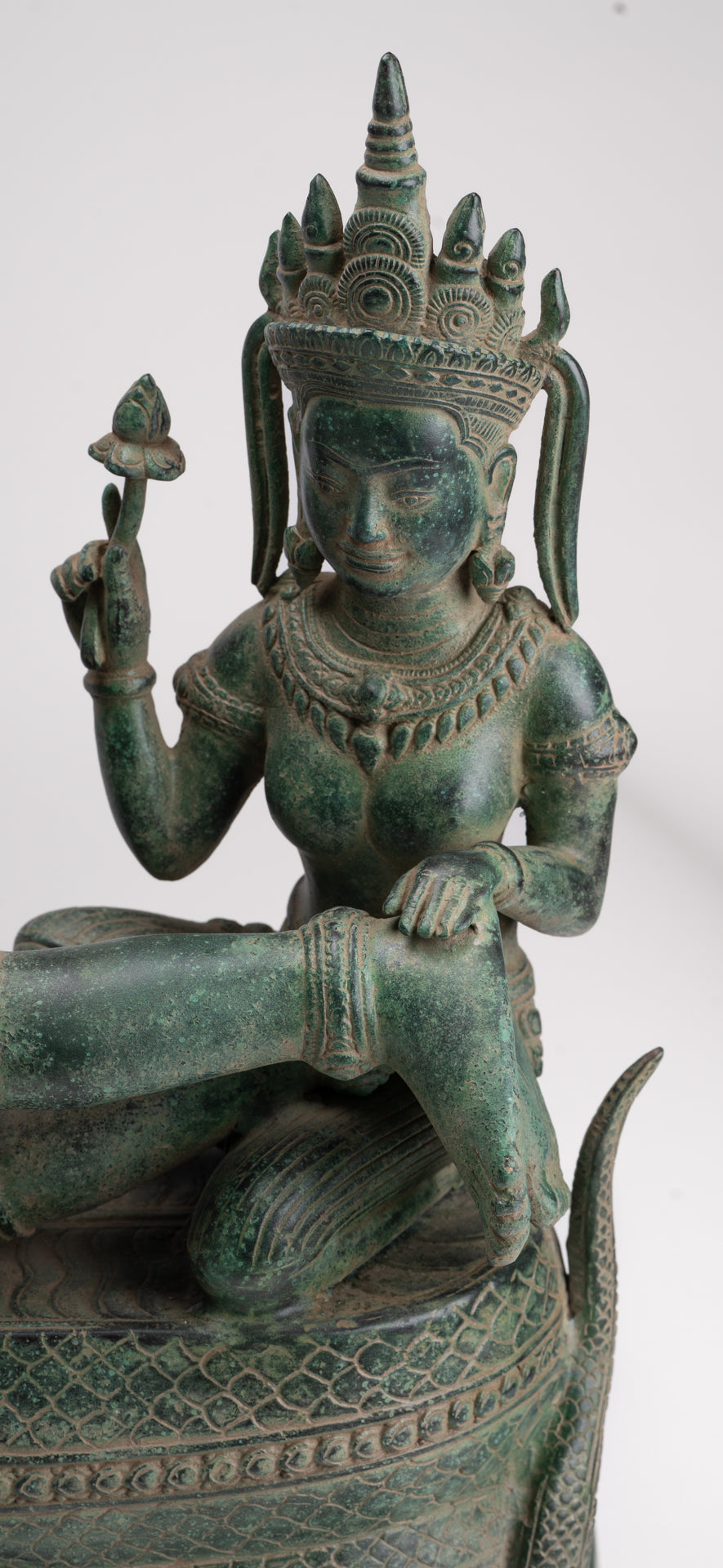 Antique Khmer Style Angkor Wat Bronze Reclining Vishnu Statue - 52cm/21" Long