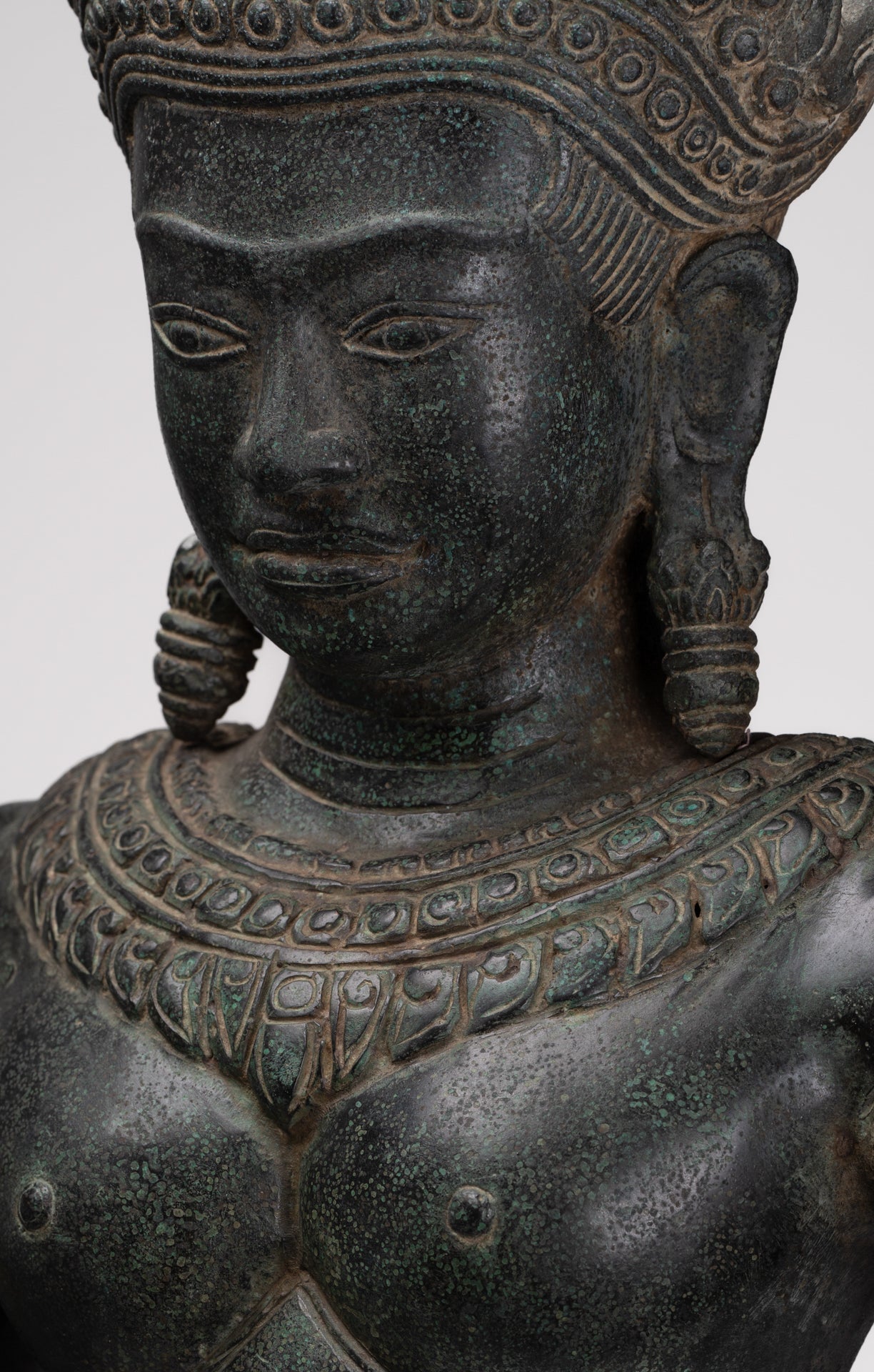 Deity Statue - Antique Khmer Style Bayon Prajnaparamita Statue / Goddess - 115cm/46"