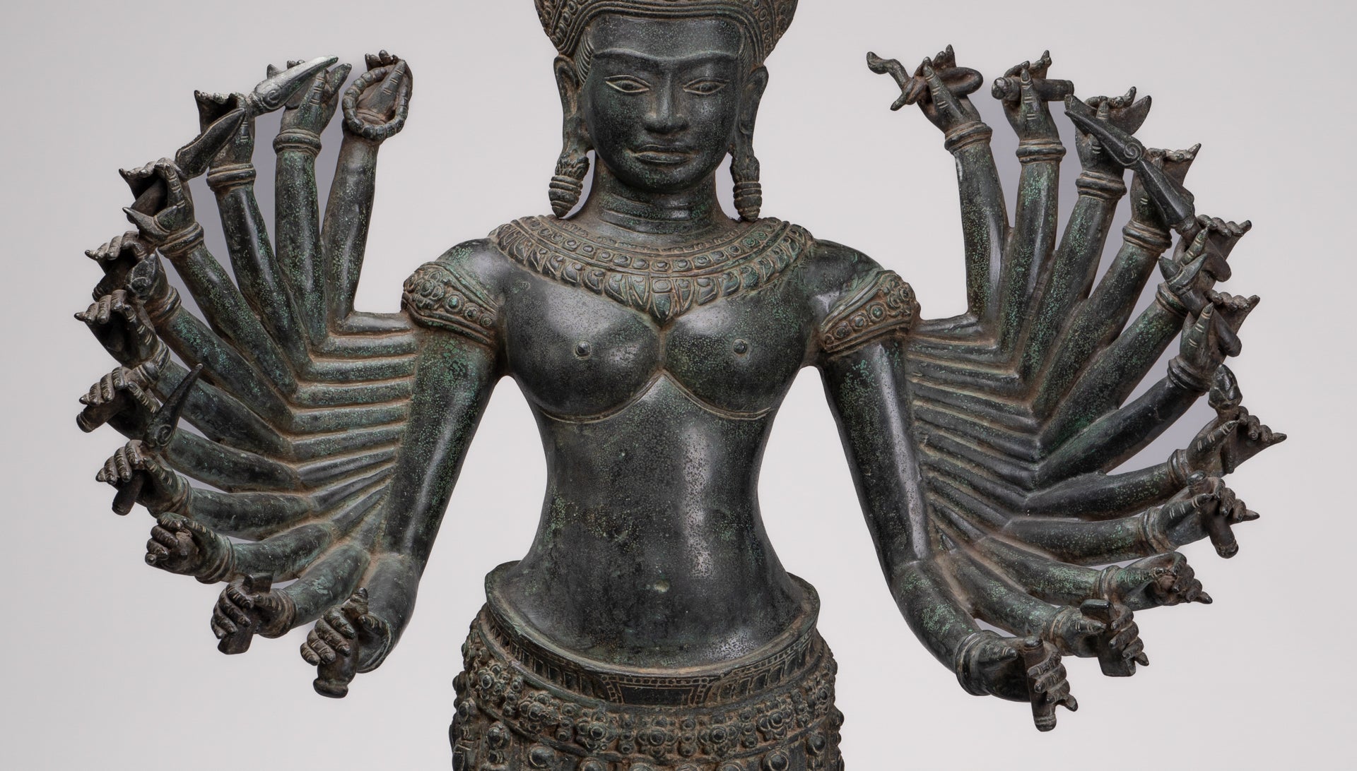 Deity Statue - Antique Khmer Style Bayon Prajnaparamita Statue / Goddess - 115cm/46"