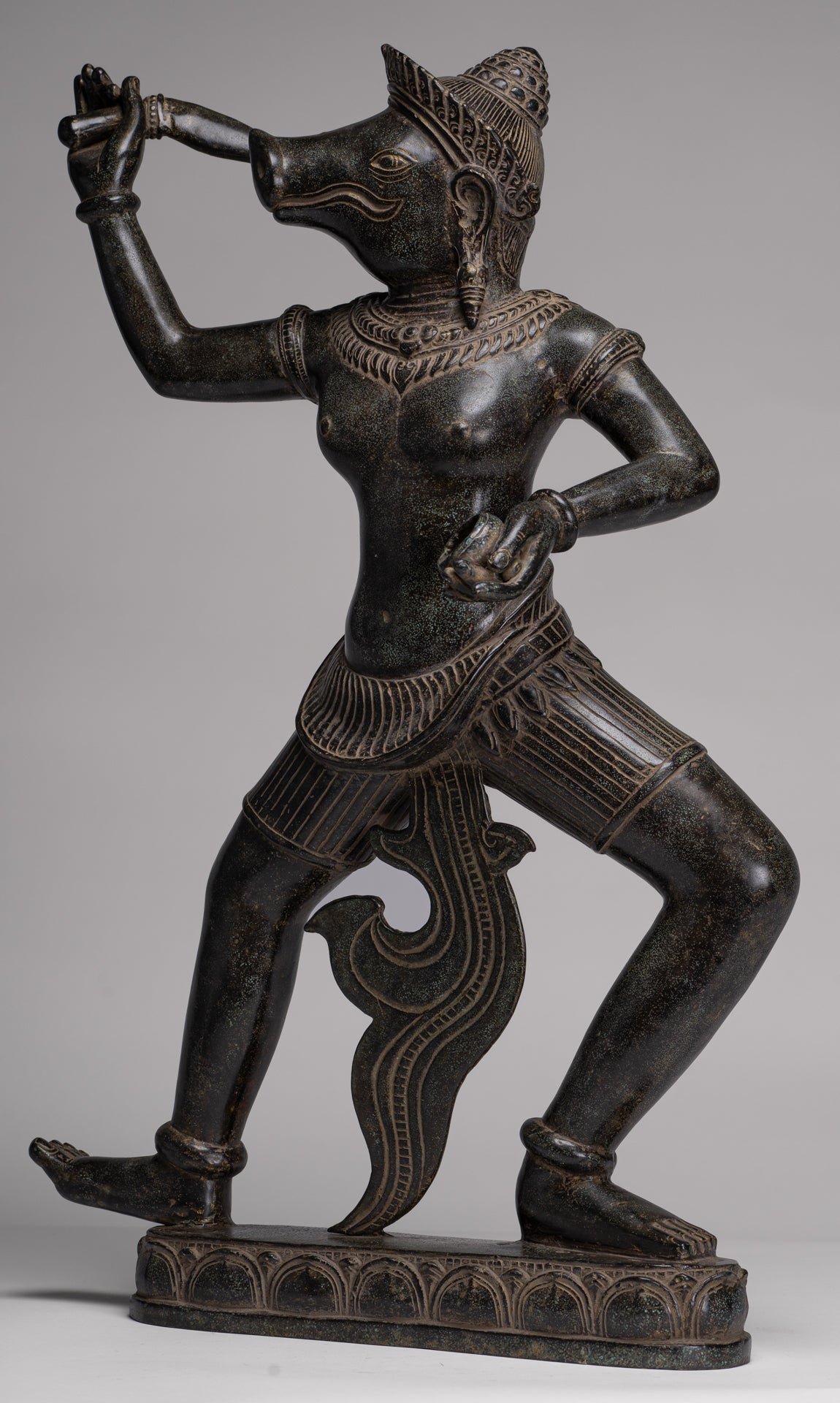 Varaha Statue - Antique Khmer Style Standing Bronze Varaha Boar Avatar of Vishnu - 62cm/25"