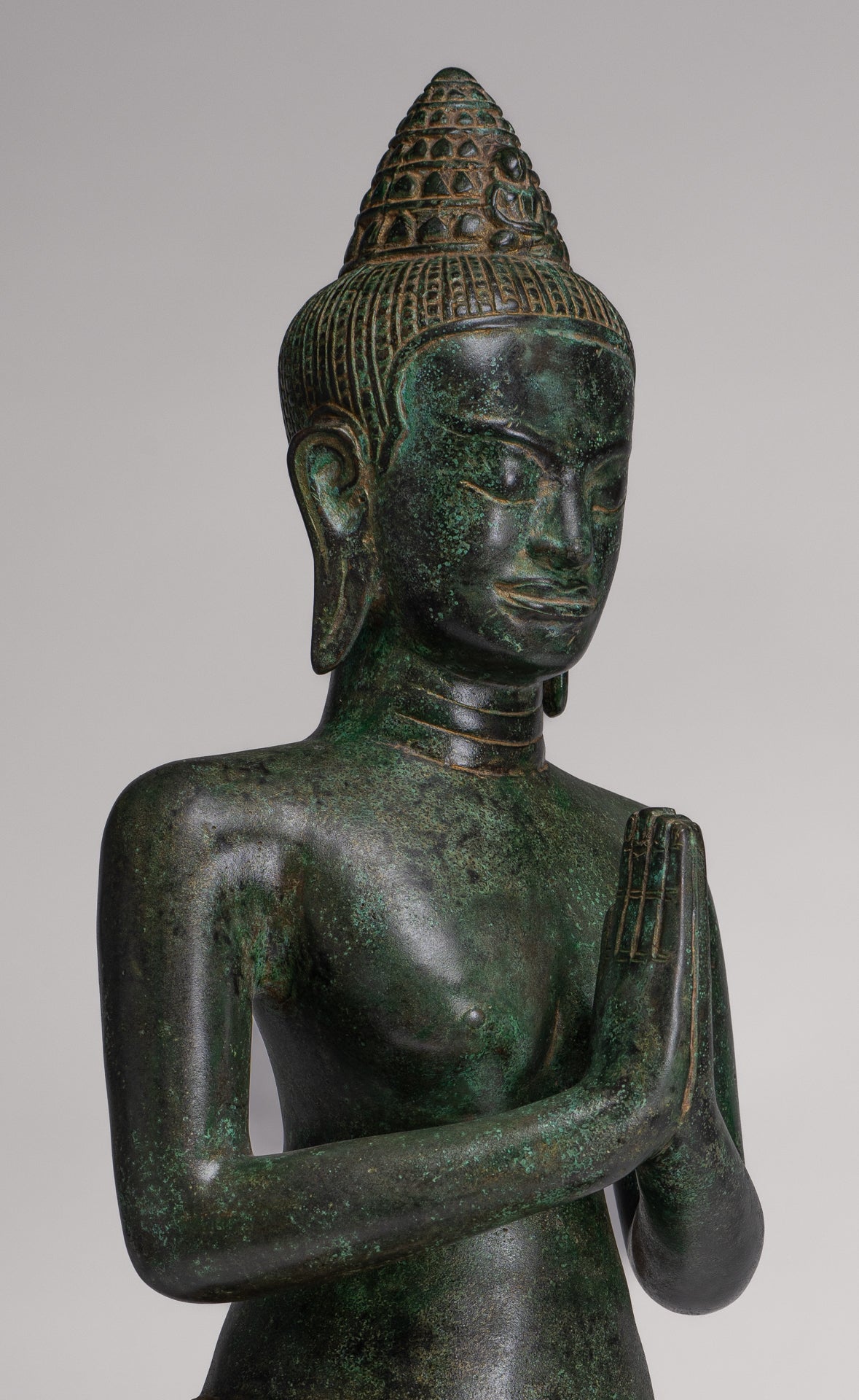 Deity Statue - Antique Khmer Style Bayon Prajnaparamita Statue / Goddess - 54cm/22"