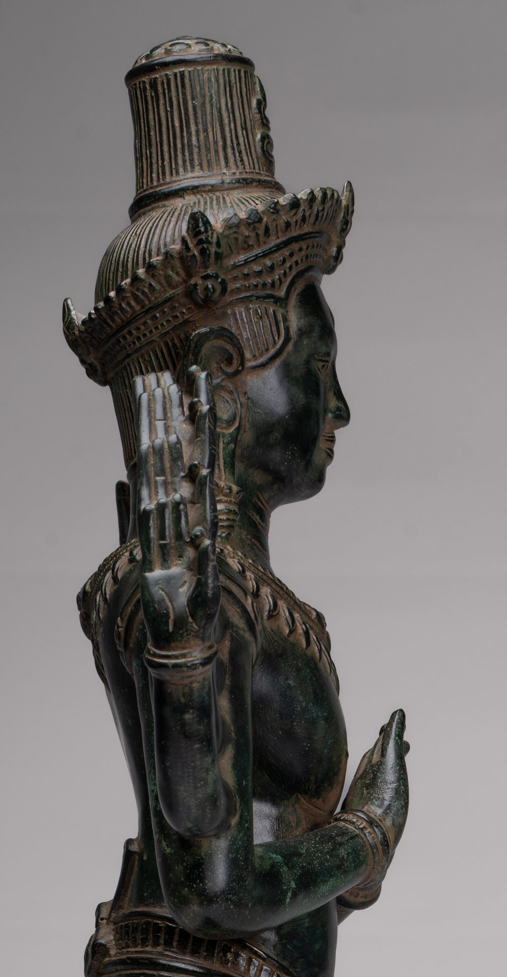 Antique Khmer Style Bronze Angkor Wat Ardhaparyanka Shiva - 10 Arms - 70cm/28"