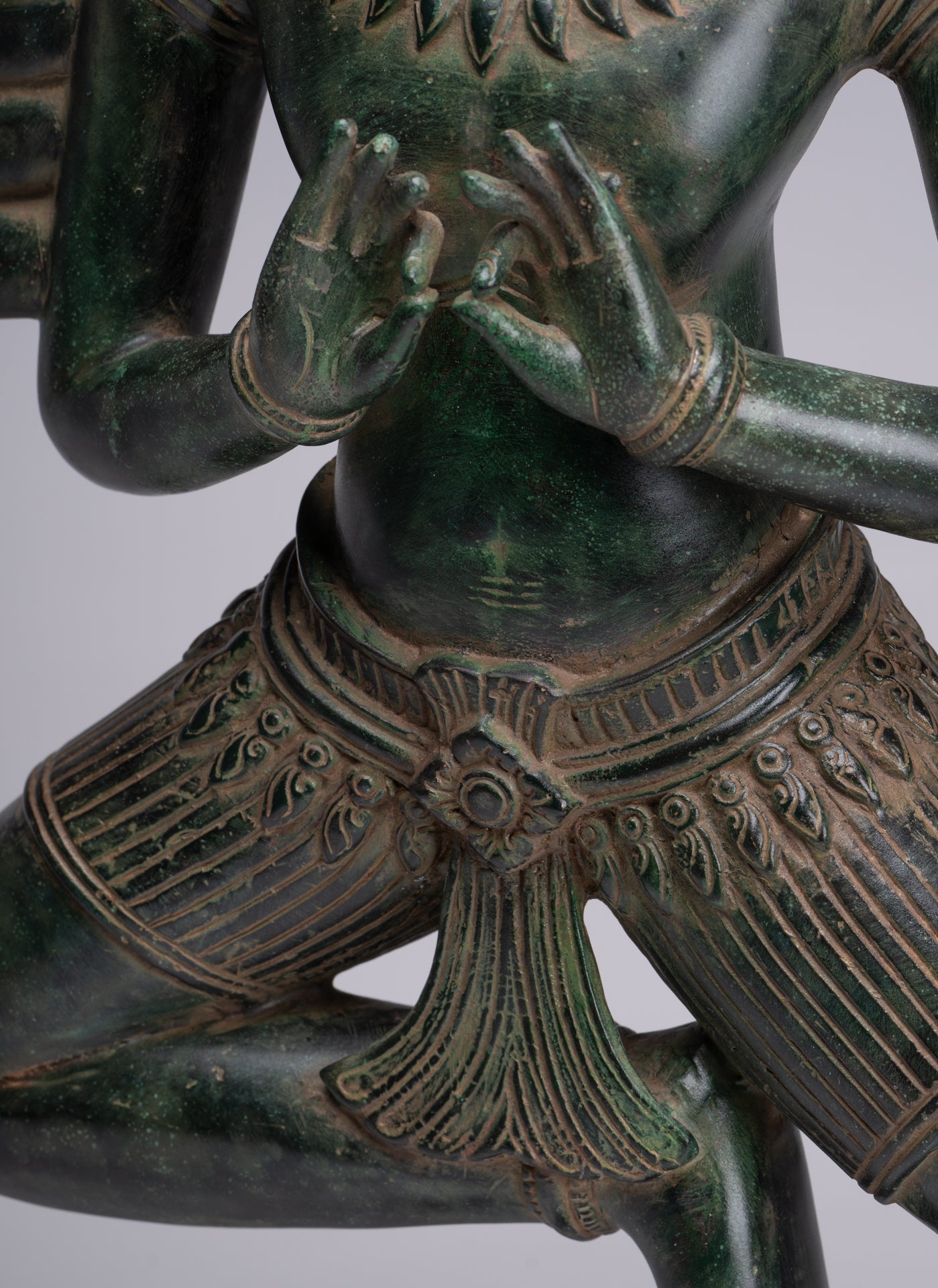 Antique Khmer Style Bronze Angkor Wat Ardhaparyanka Shiva - 10 Arms - 70cm/28"