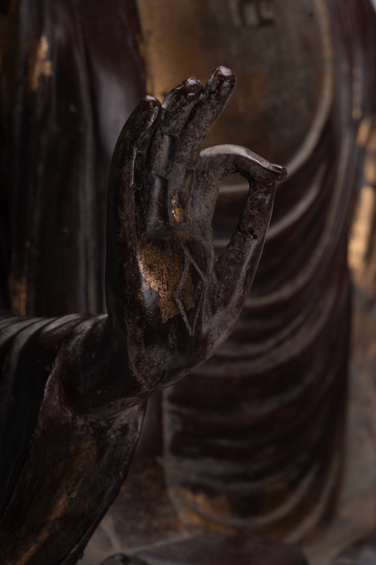 Masterpiece Buddha Statue - Antique Tibet Style Seated Teaching Buddha Statue - 88cm/35"