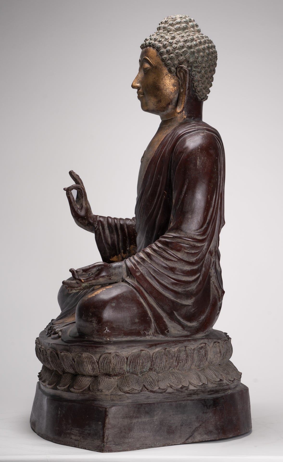 Masterpiece Buddha Statue - Antique Tibet Style Seated Teaching Buddha Statue - 88cm/35"