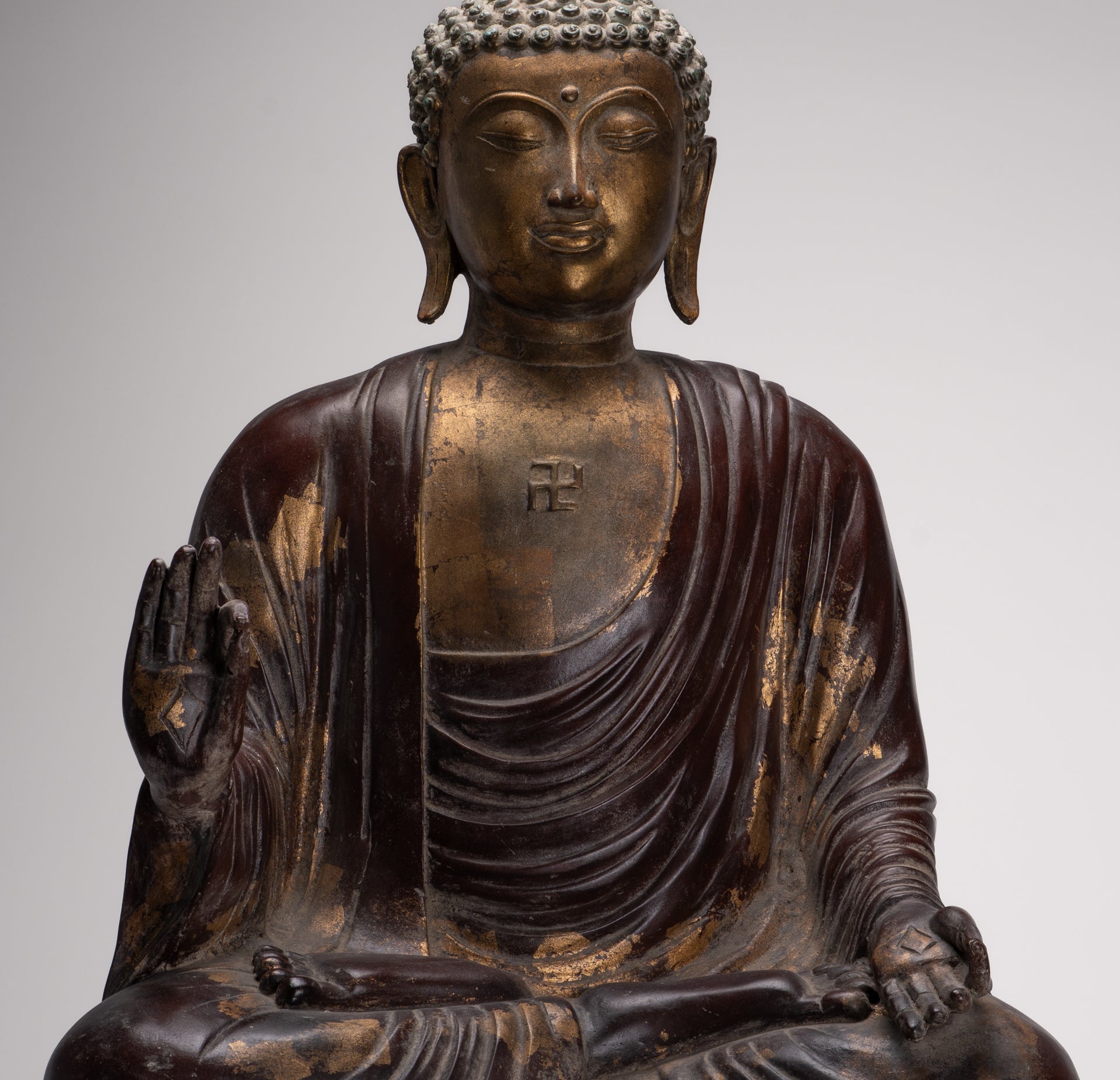 Masterpiece Buddha Statue - Antique Tibet Style Seated Teaching Buddha Statue - 88cm/35"