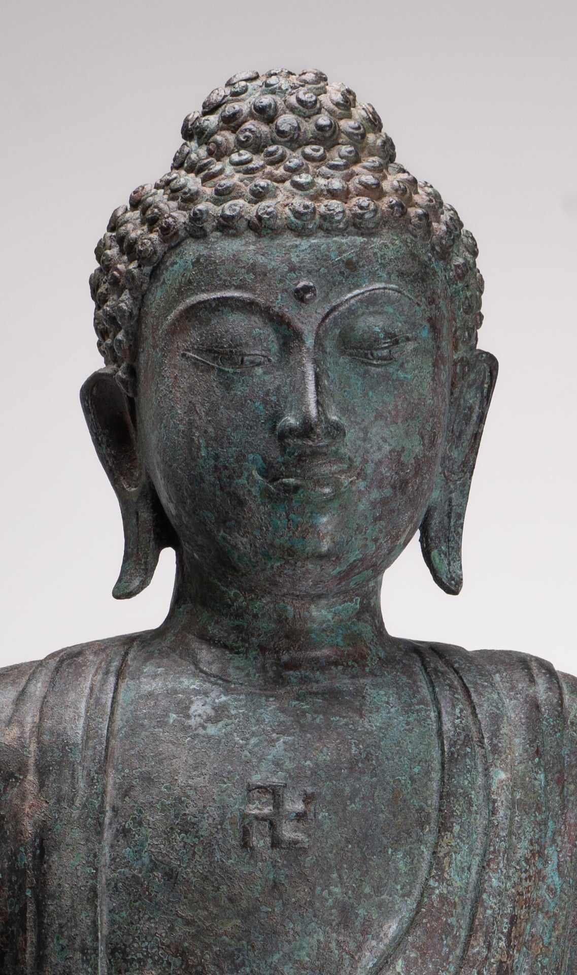 Masterpiece Antique Tibet Style Seated Teaching Buddha Statue - 88cm/35"